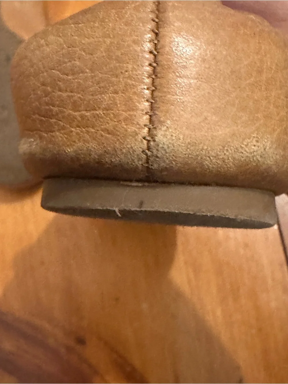 Tory Burch Tan Leather Logo Round-Toe Ballet Flats